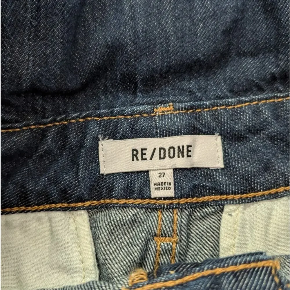 Re/done Denim Corset Mini Skirt Womens 27 Indigo Blue Flow Cotton Button Front